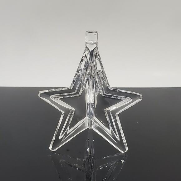 Vintage Val St Lambert Clear Crystal Christmas Star Holiday Ornament Belgium - Picture 1 of 5